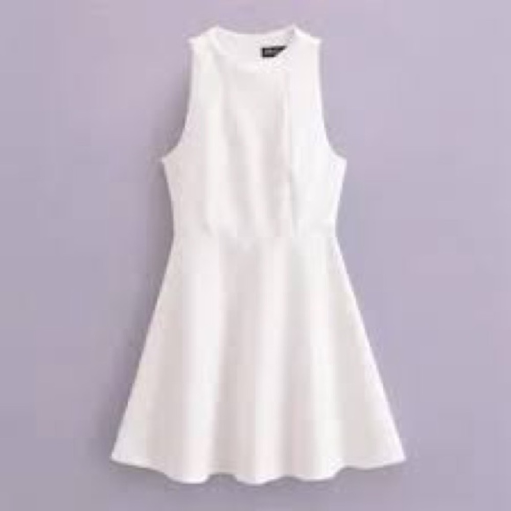 Zara White Sleeveless Mini Fit and Flare Dress